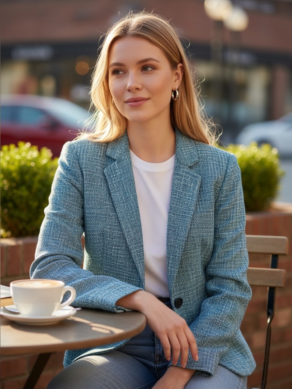 Calvin Klein Blue Tweed Blazer